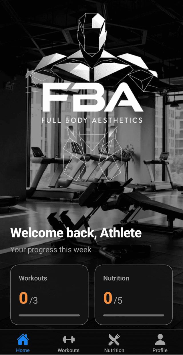 Full Body Aesthetics app home screen