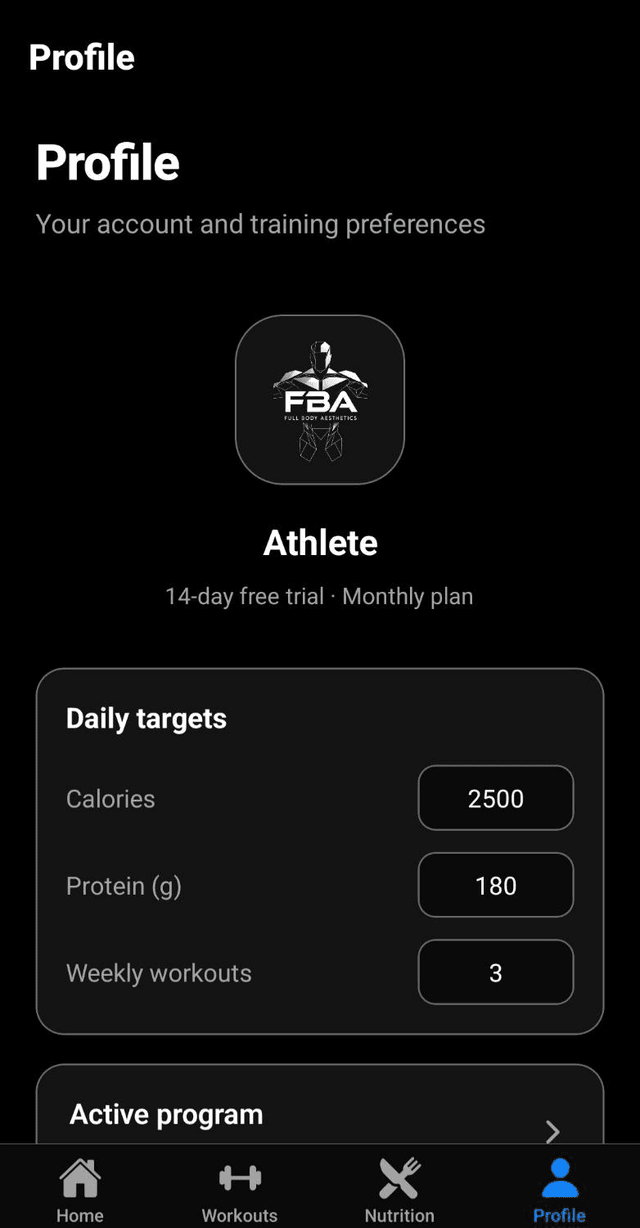 Profile screen