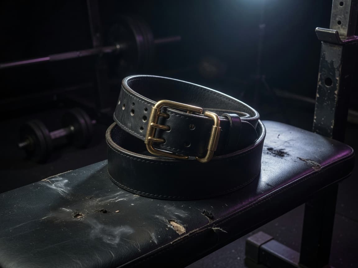 Black leather weightlifting belt